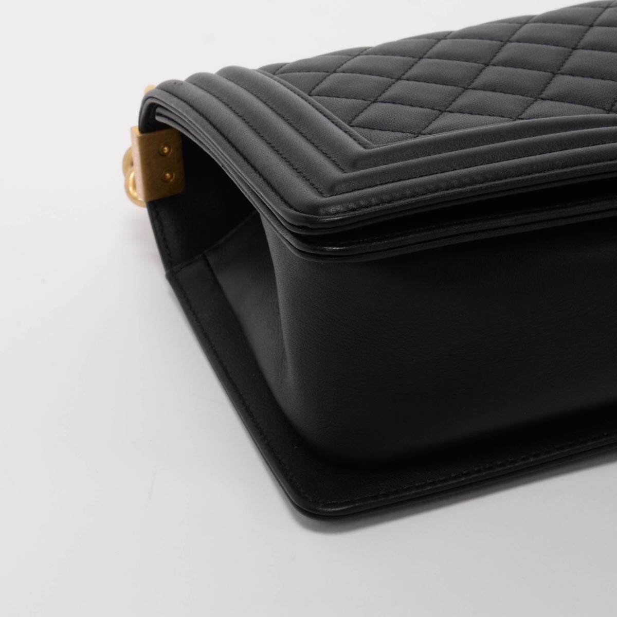 Chanel Black Quilted Lambskin Old Medium Boy Bag