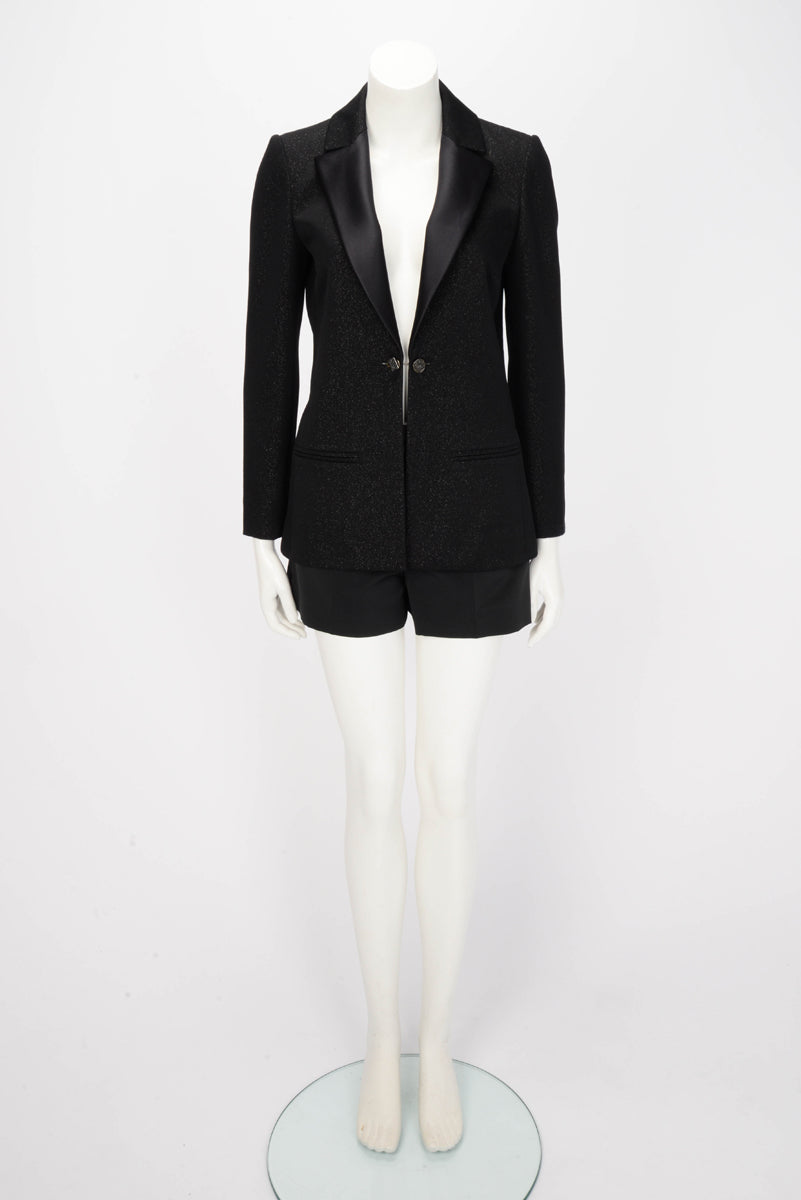 Chanel Black Lurex Tuxedo Style Jacket FR 38