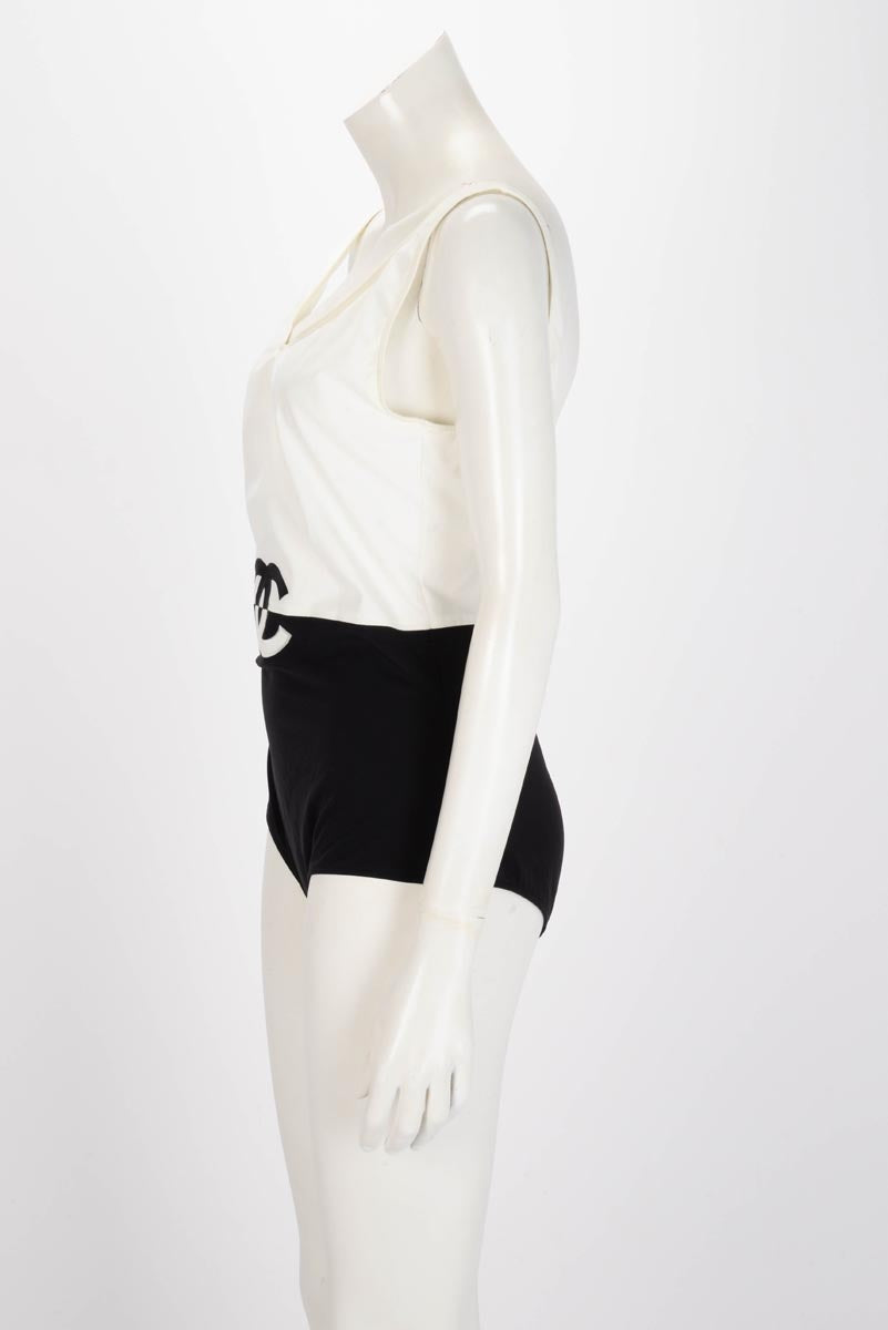 Chanel Black & White Split CC One Piece Swimsuit FR 44