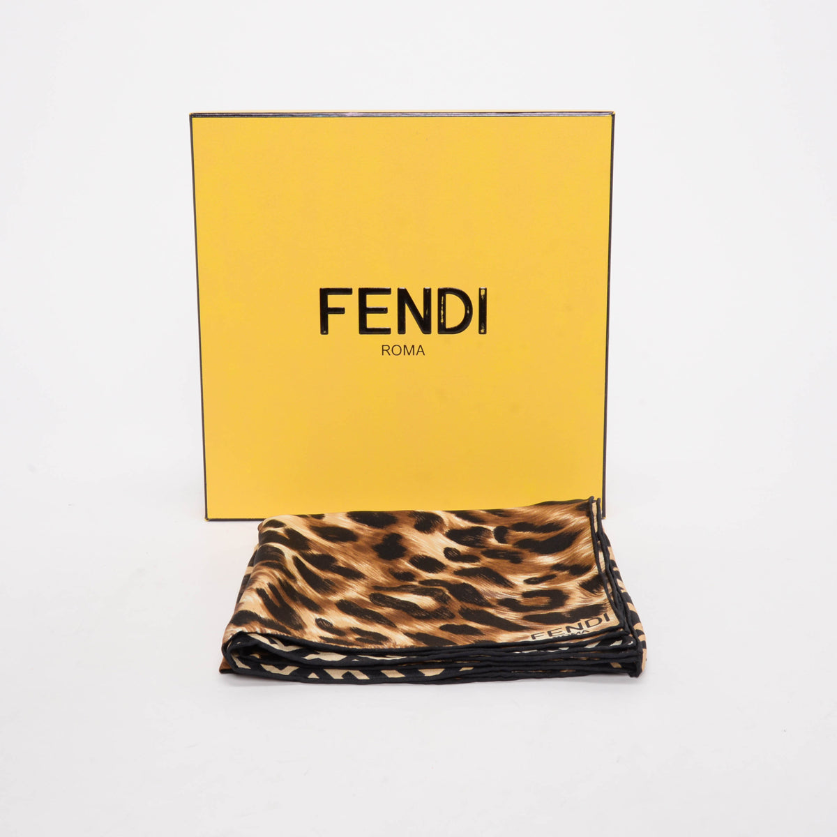 Fendi Leopard Print Silk FF Gradient Scarf