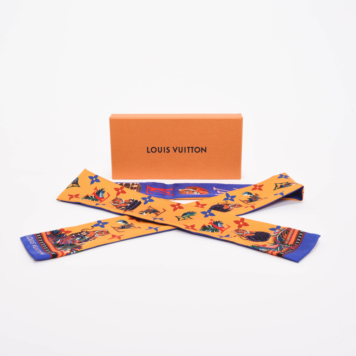 Louis Vuitton Yellow & Blue Silk Monogram Precious Tiger Bandeau