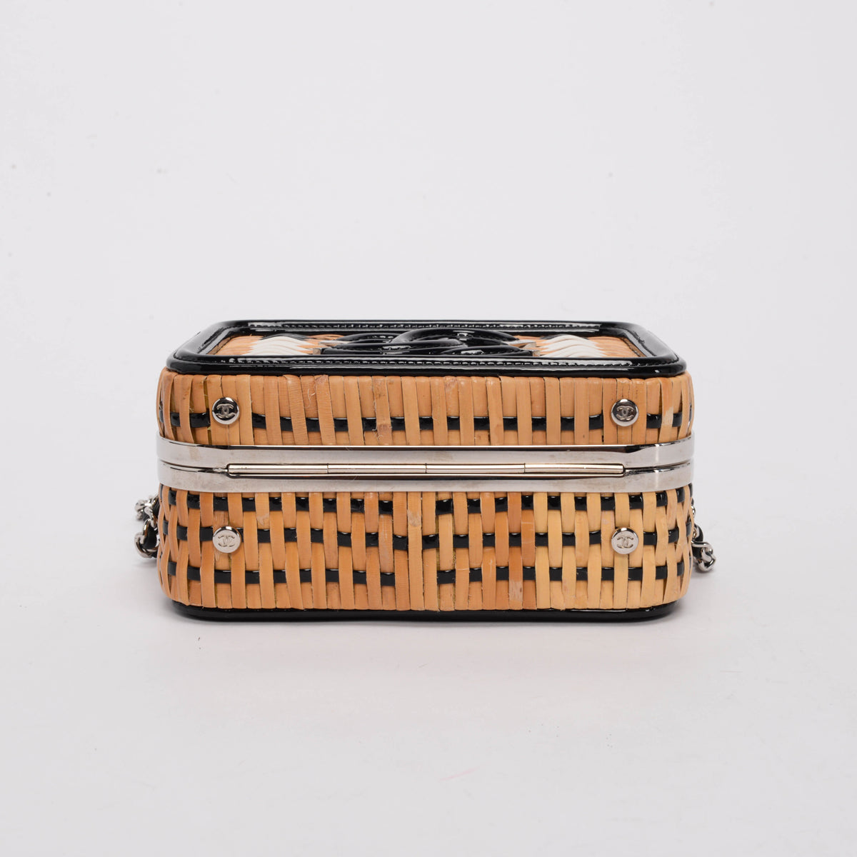 Chanel Natural Rattan Wicker Medium CC Filigree Vanity Case