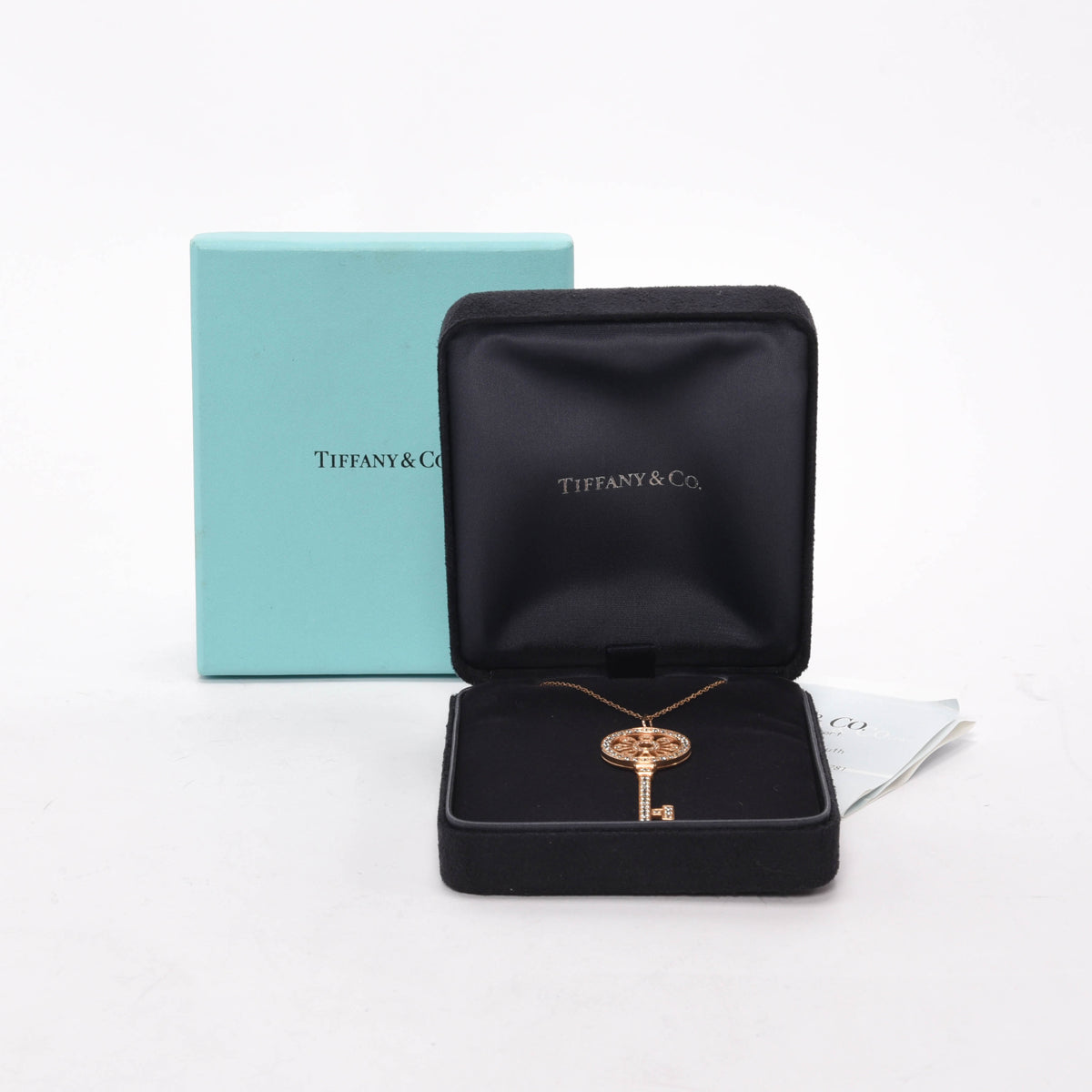 Tiffany & Co Rose Gold & Diamond Petals Key Pendant Necklace