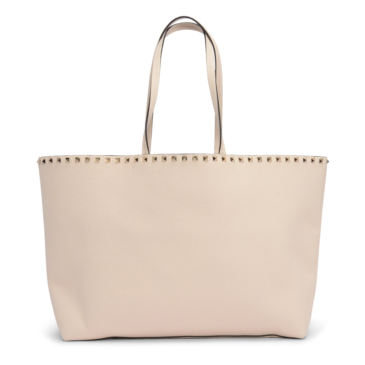Valentino Ivory Grainy Calfskin Rockstud Tote