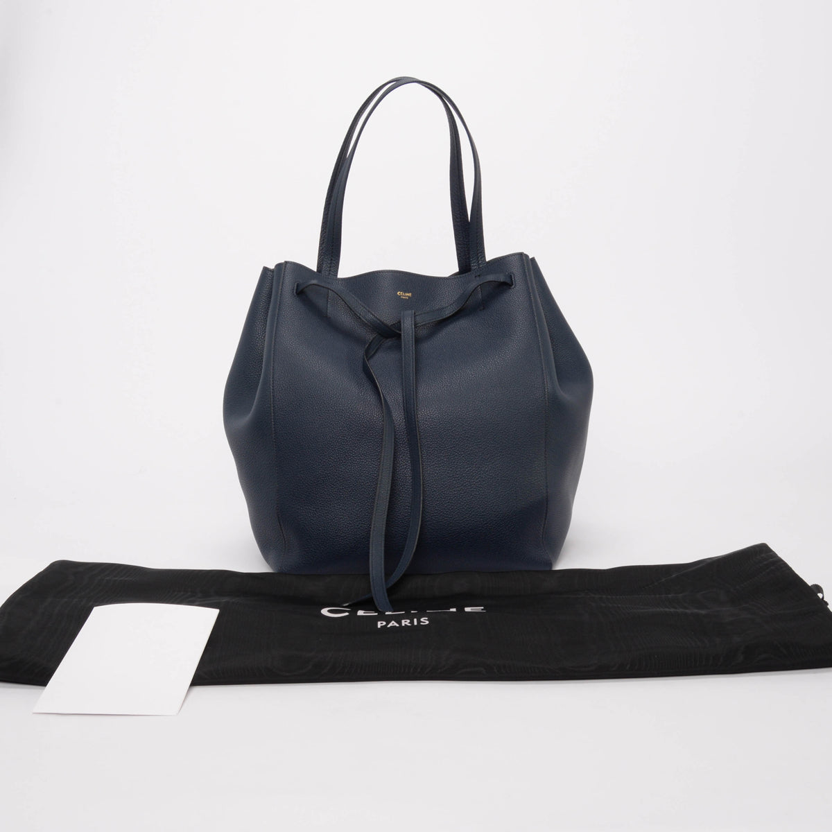Celine Navy Grained Calfskin Medium Phantom Cabas Tote