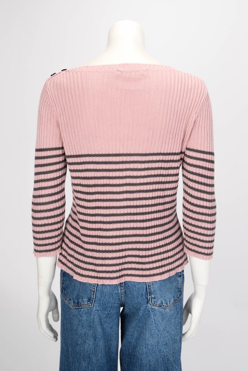 Dior Pink & Grey Cotton Knit Dioriviera Sweater FR 42
