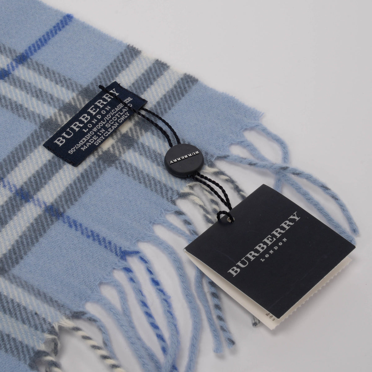 Burberry Blue Wool Blend Nova Check Scarf + Gloves
