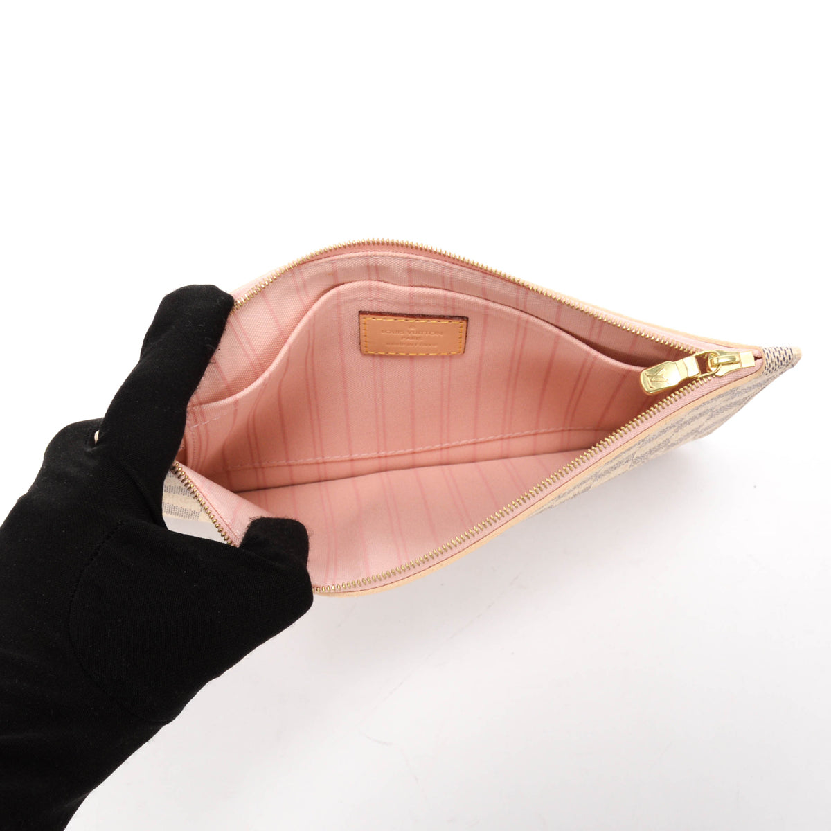 Louis Vuitton Rose Ballerine Damier Azur Neverfull Pouch