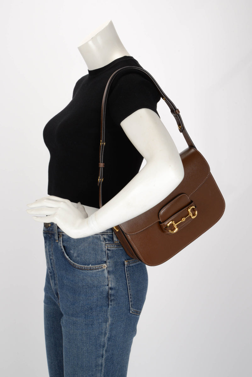 Gucci Brown Calfskin Medium Horsebit 1955 Shoulder Bag