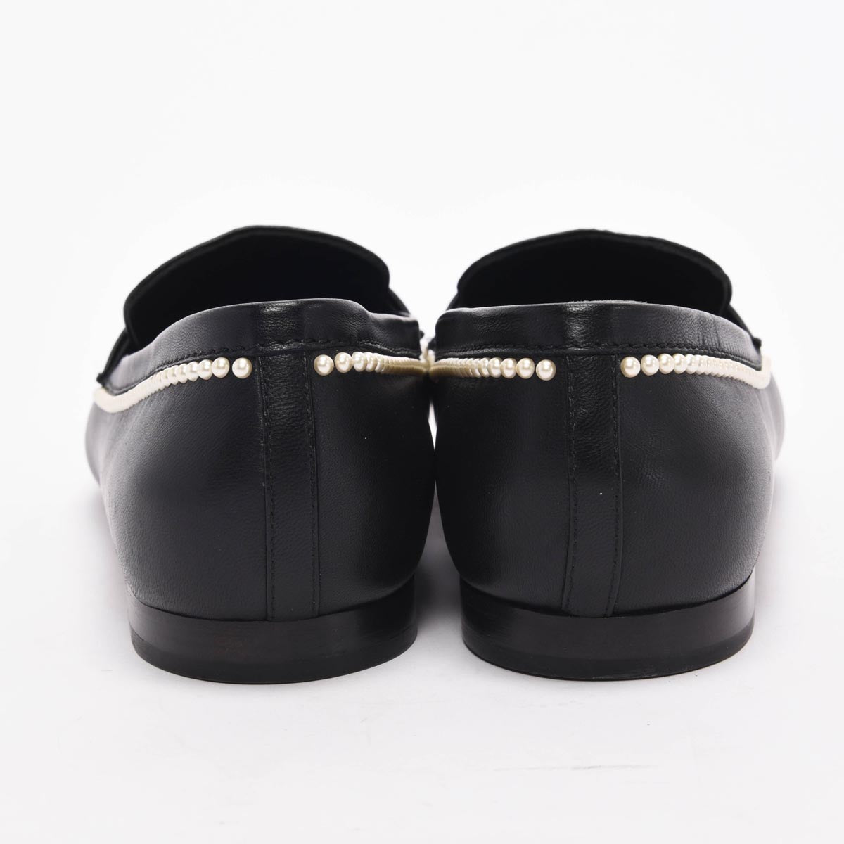 Chanel Black Lambskin Pearl CC Loafers 42