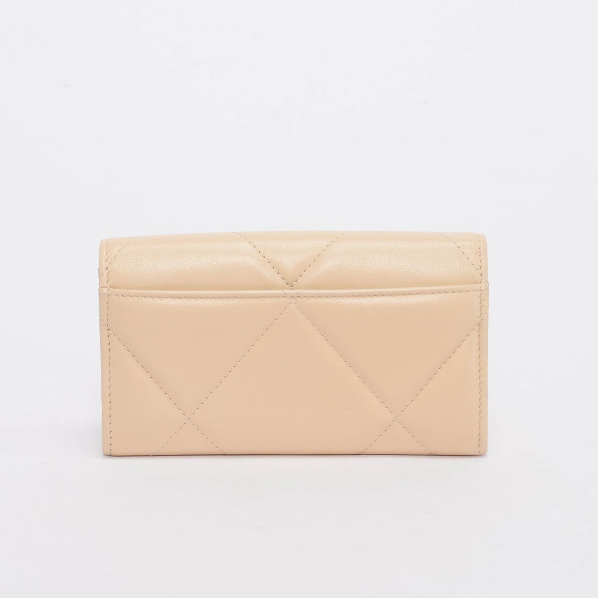 Chanel Beige Quilted Goatskin 19 Flap Wallet