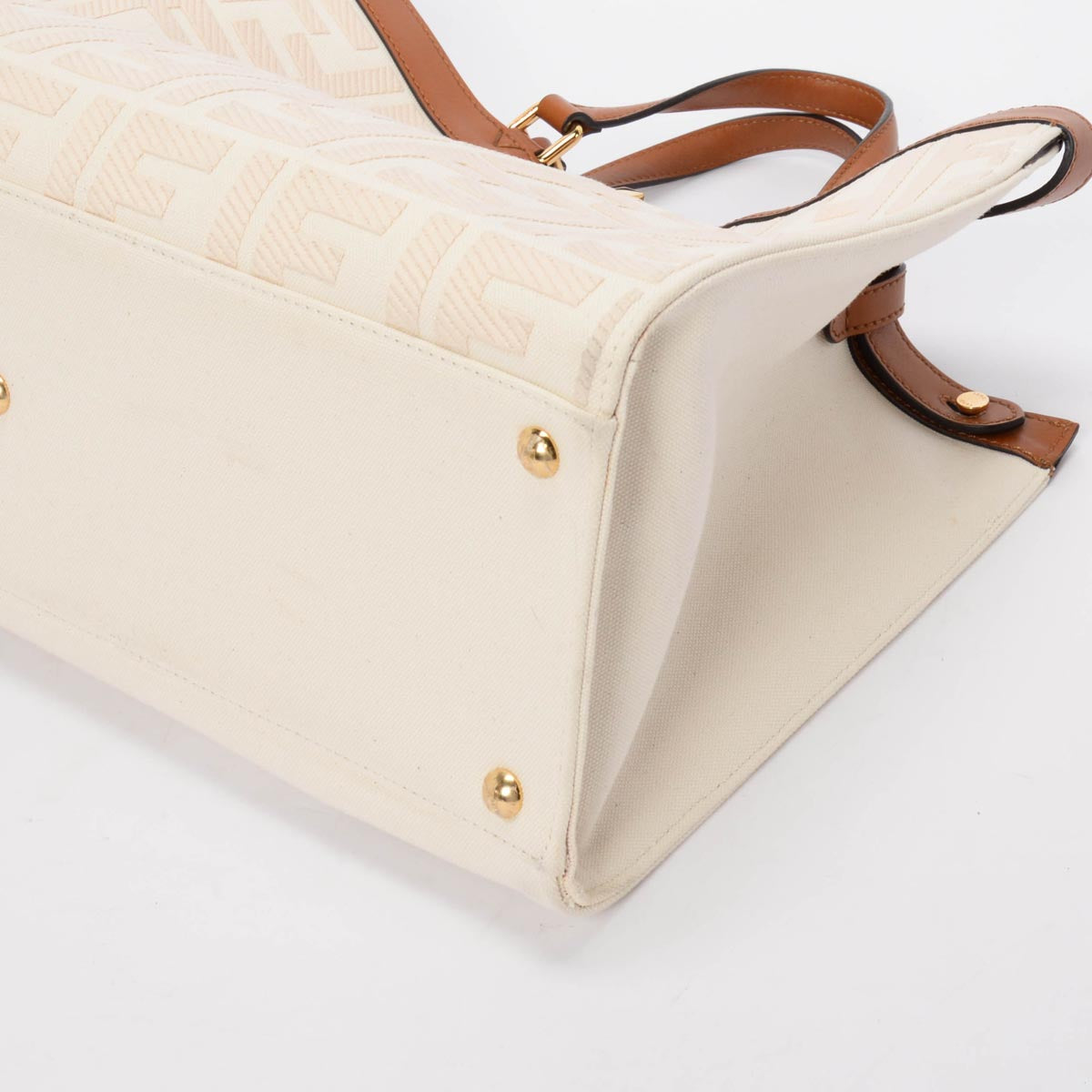 Fendi Cream FF Embroidered Canvas Medium Peekaboo X-Tote Tote