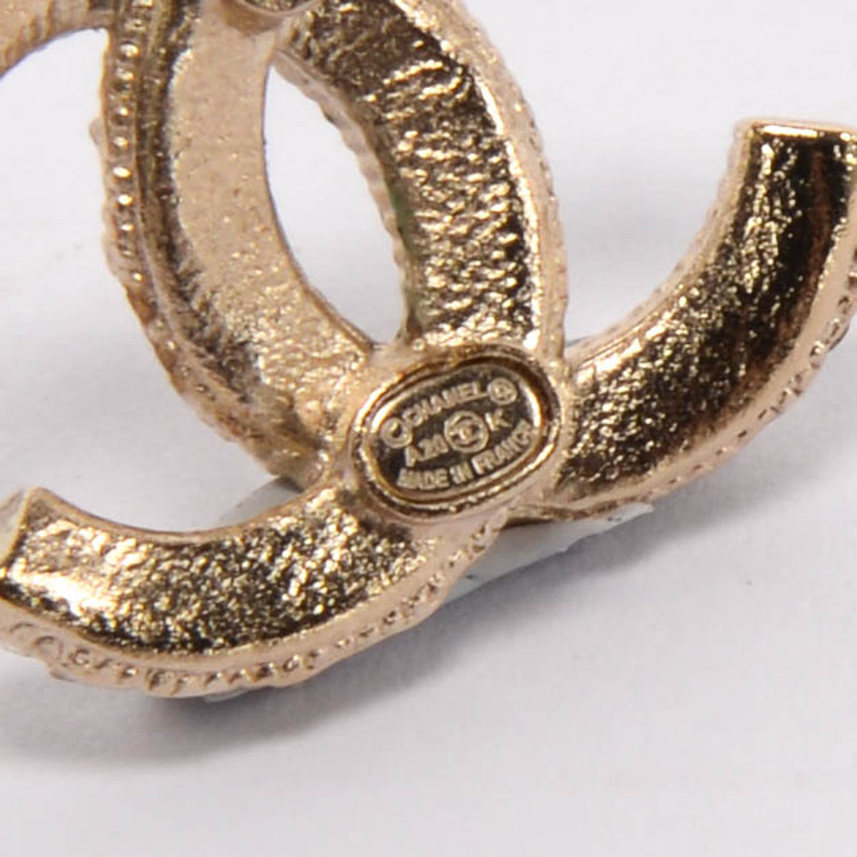 Chanel Light Gold Crystal CC Stud Earrings