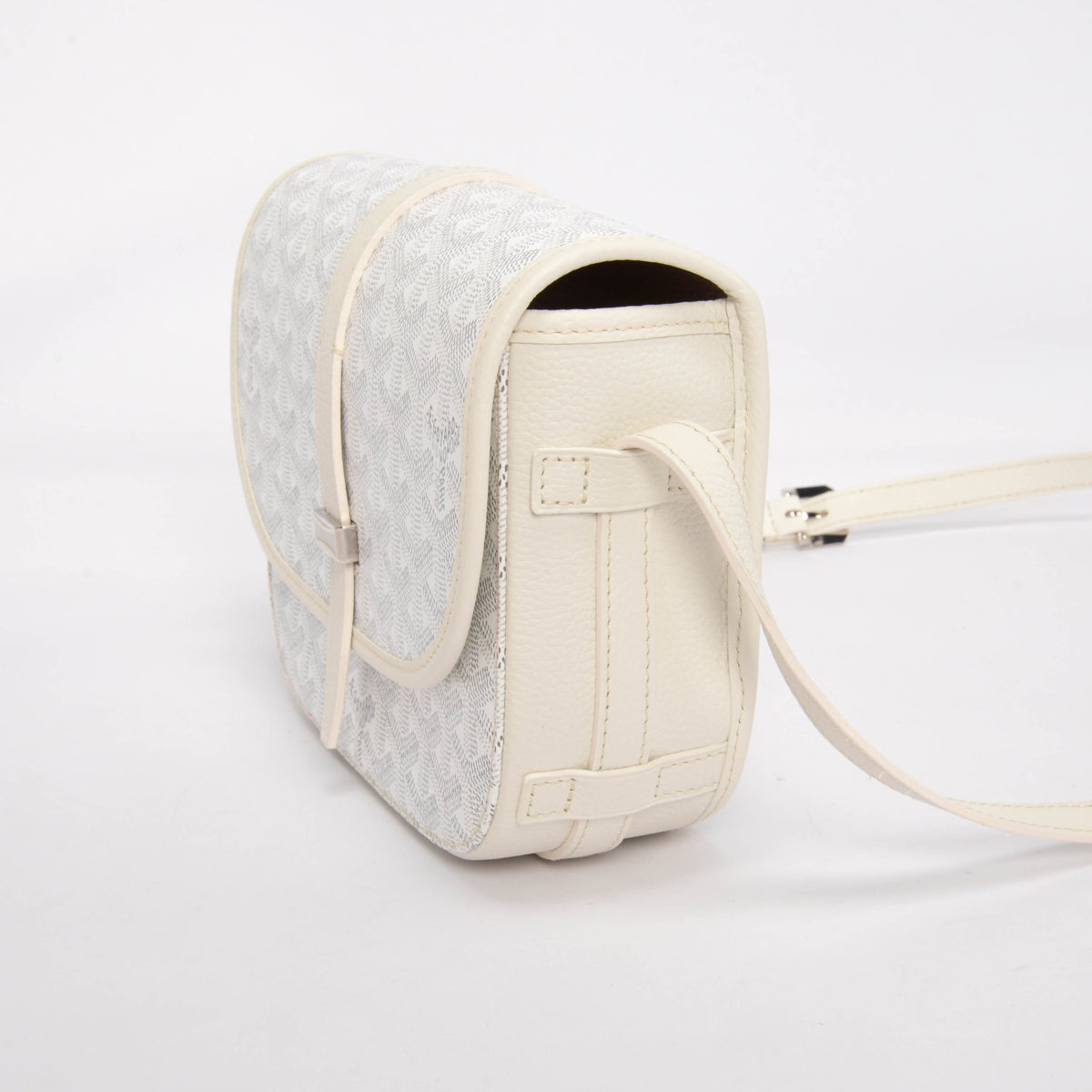 Goyard White Goyardine & Calfskin Belvedere PM