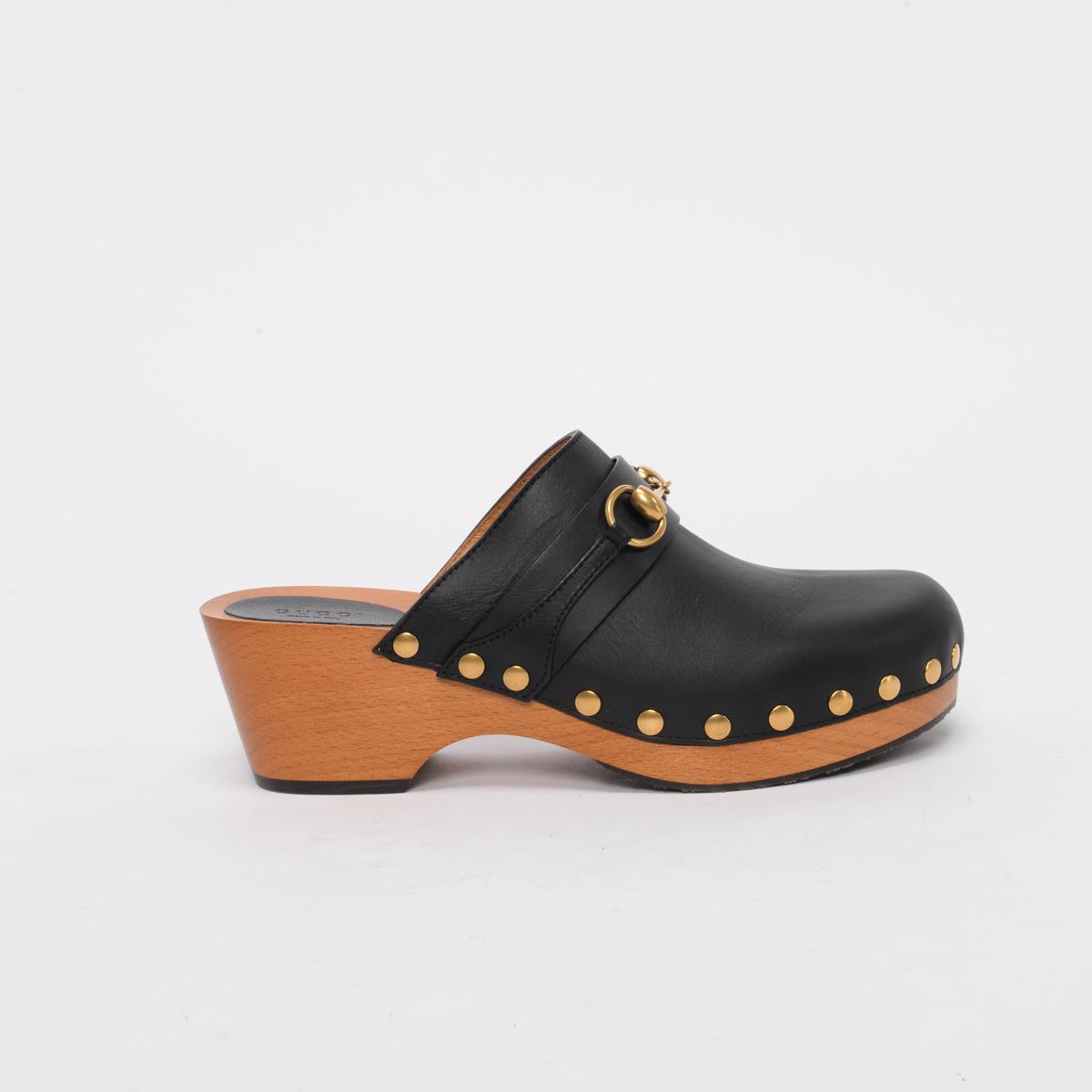 Gucci Black Calfskin Horsebit Clogs 40