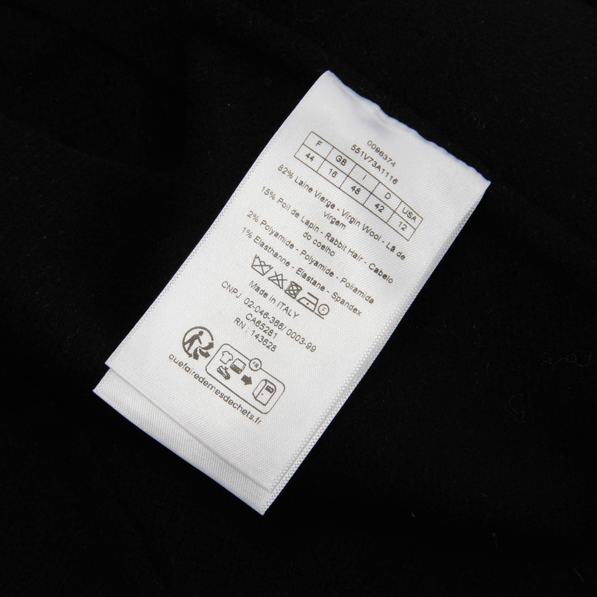 Dior Black Wool Sailor Collar Fitted Jacket FR 44