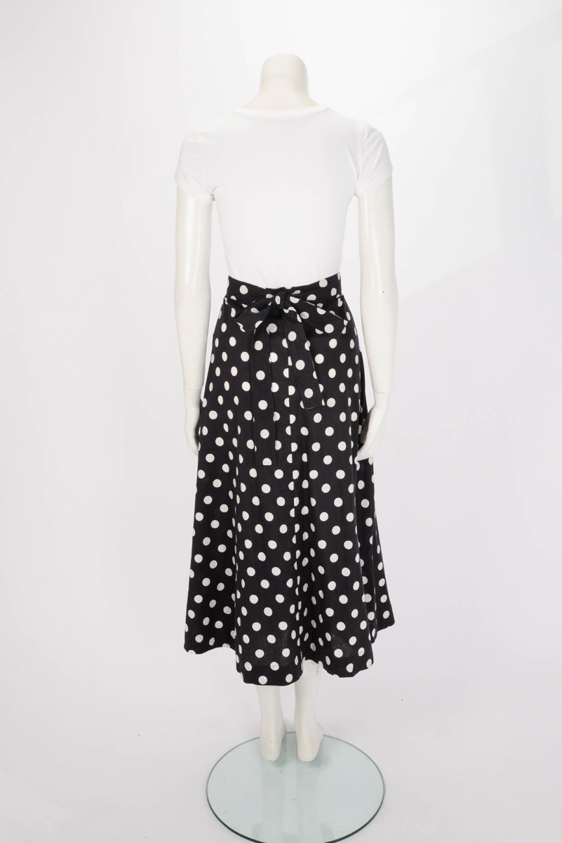 Zimmermann Black & White Linen Bellitude Wrap Skirt 0