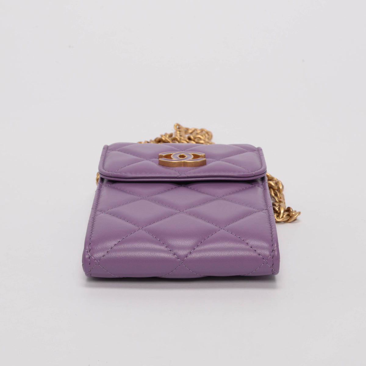 Chanel Purple Quilted Lambskin CC Chain Phone Holder