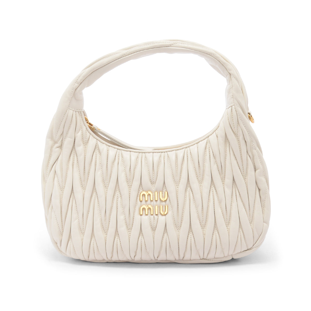 Miu Miu White Nappa Matelasse Medium Wander Bag