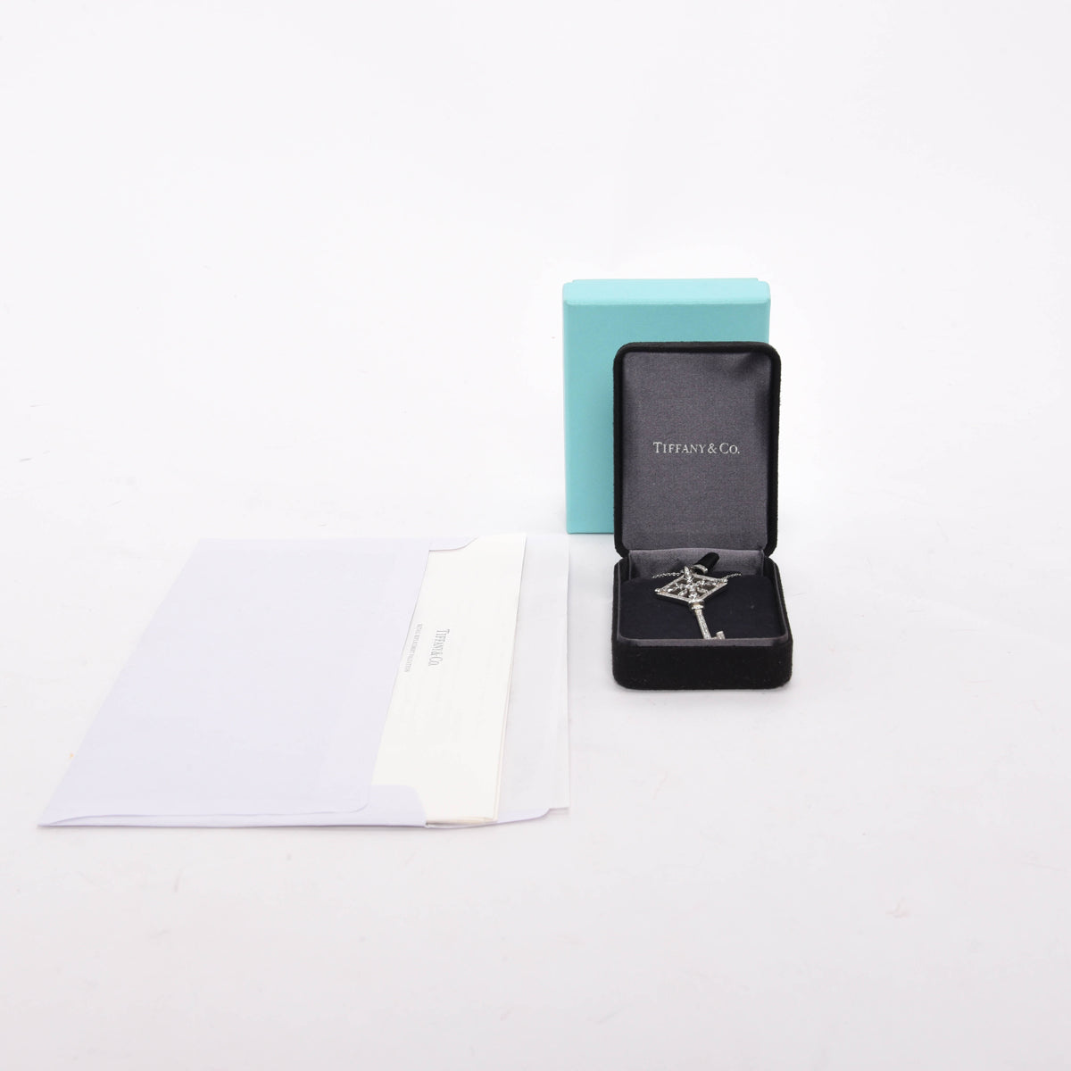 Tiffany & Co Platinum & Diamond Square Kaleidoscope Key Pendant Necklace
