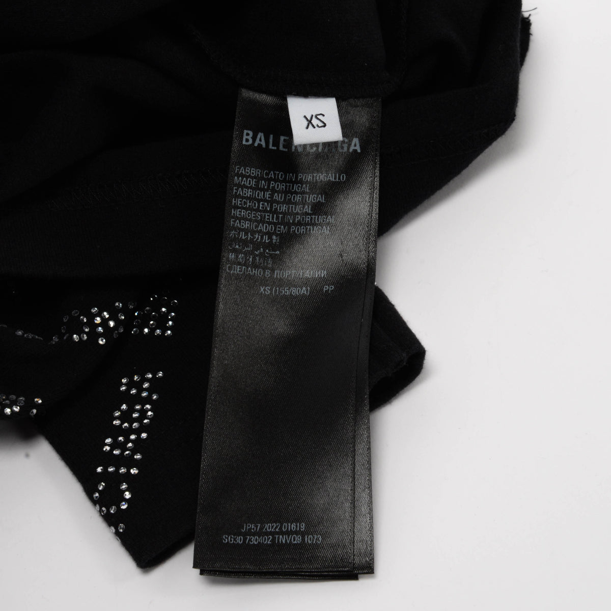 Balenciaga Black Crystal Embellished All Over Logo Top XS