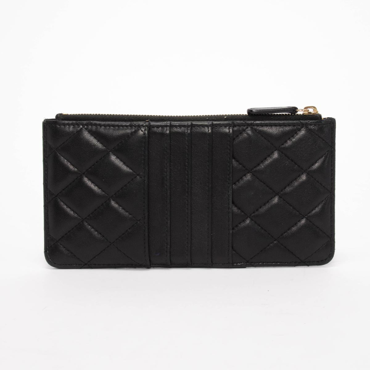 Chanel Black Lambskin CC Phone Holder Zip Wallet