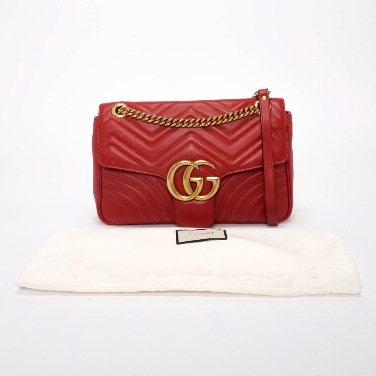 Gucci Red Matelasse Medium Marmont Shoulder Bag