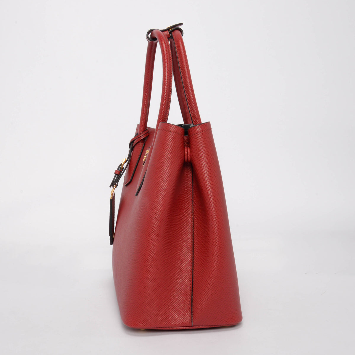 Prada Red Saffiano Cuir Medium Double Bag