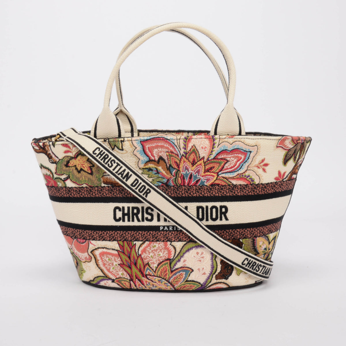 Dior Tree of Life Canvas Brocade Hat Basket Tote