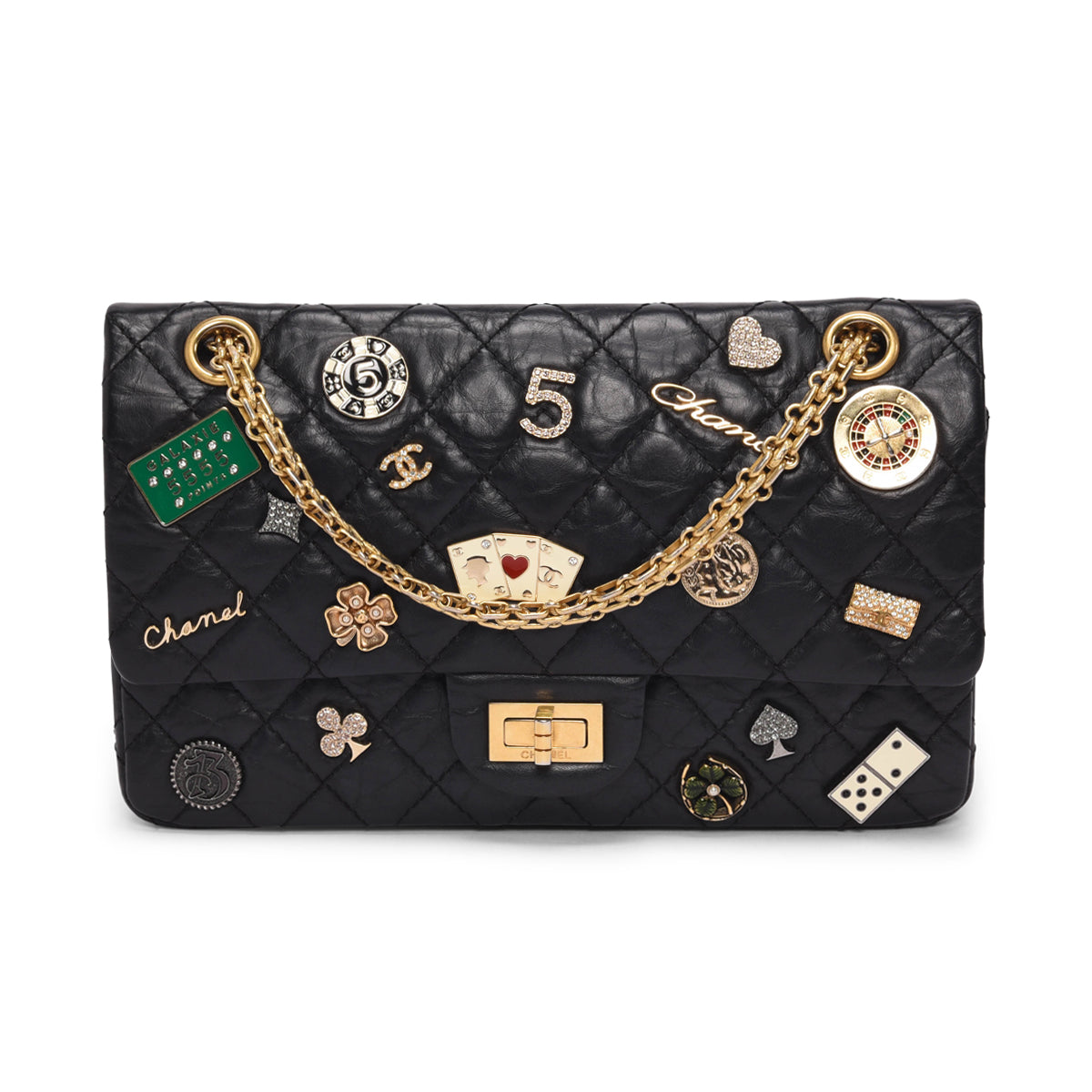 Chanel Black Quilted Calfskin Casino Lucky Charms Re-Issue Flap Bag