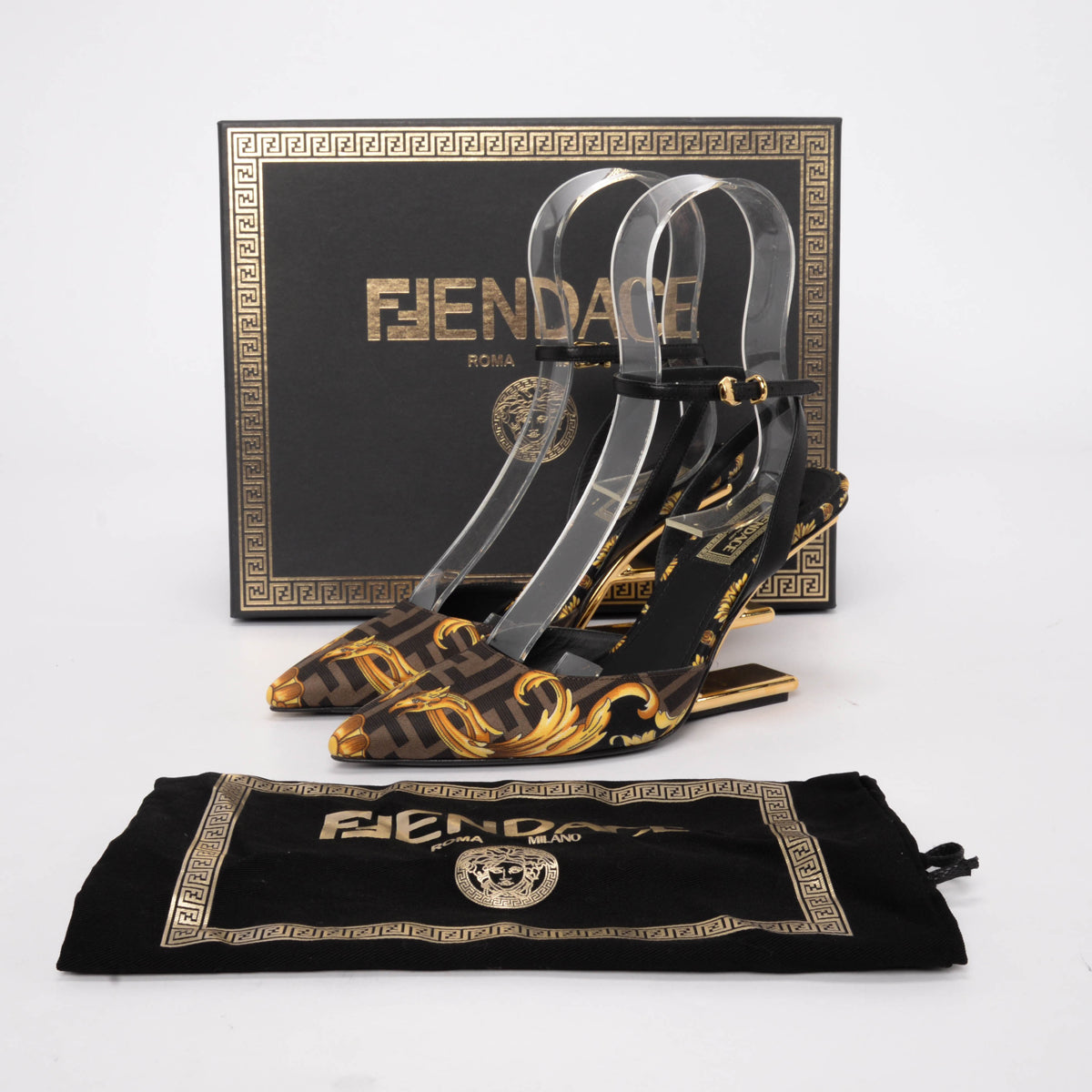 Fendace Tobacco Printed Slingback Pumps 36