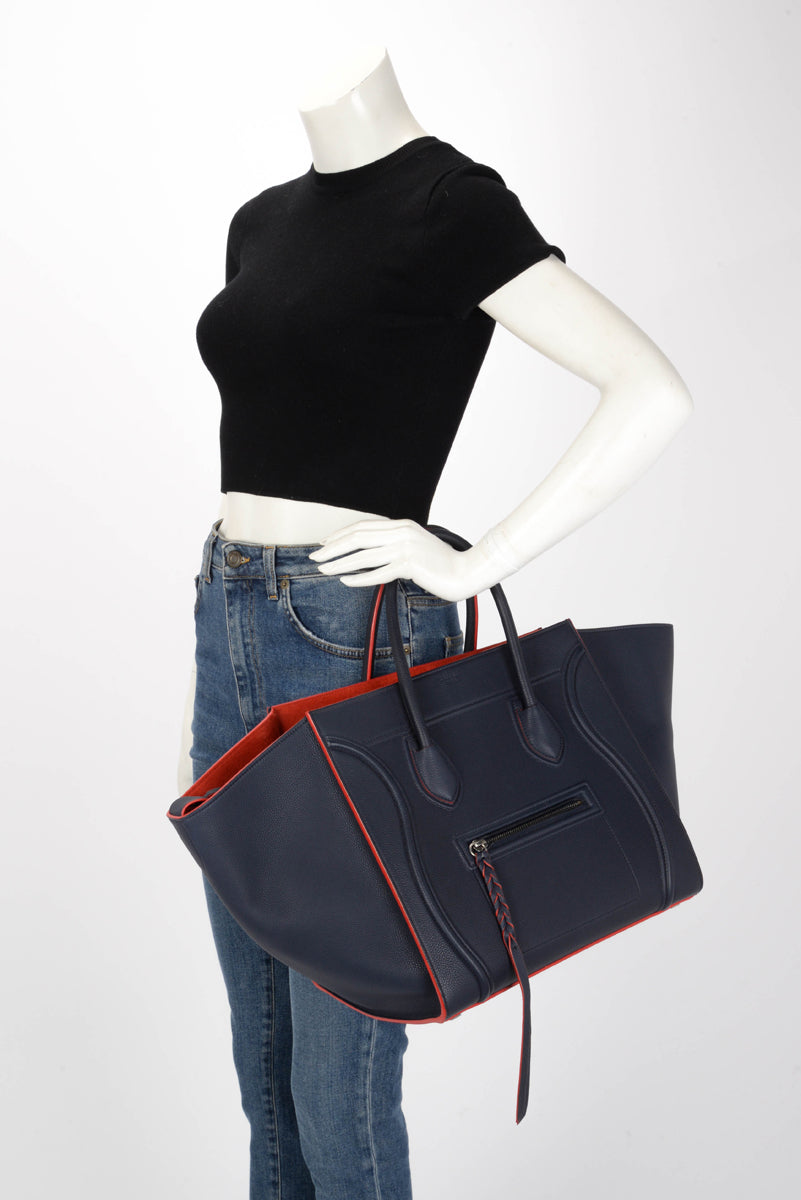 Celine Navy & Red Bullcalf Medium Phantom Luggage Tote