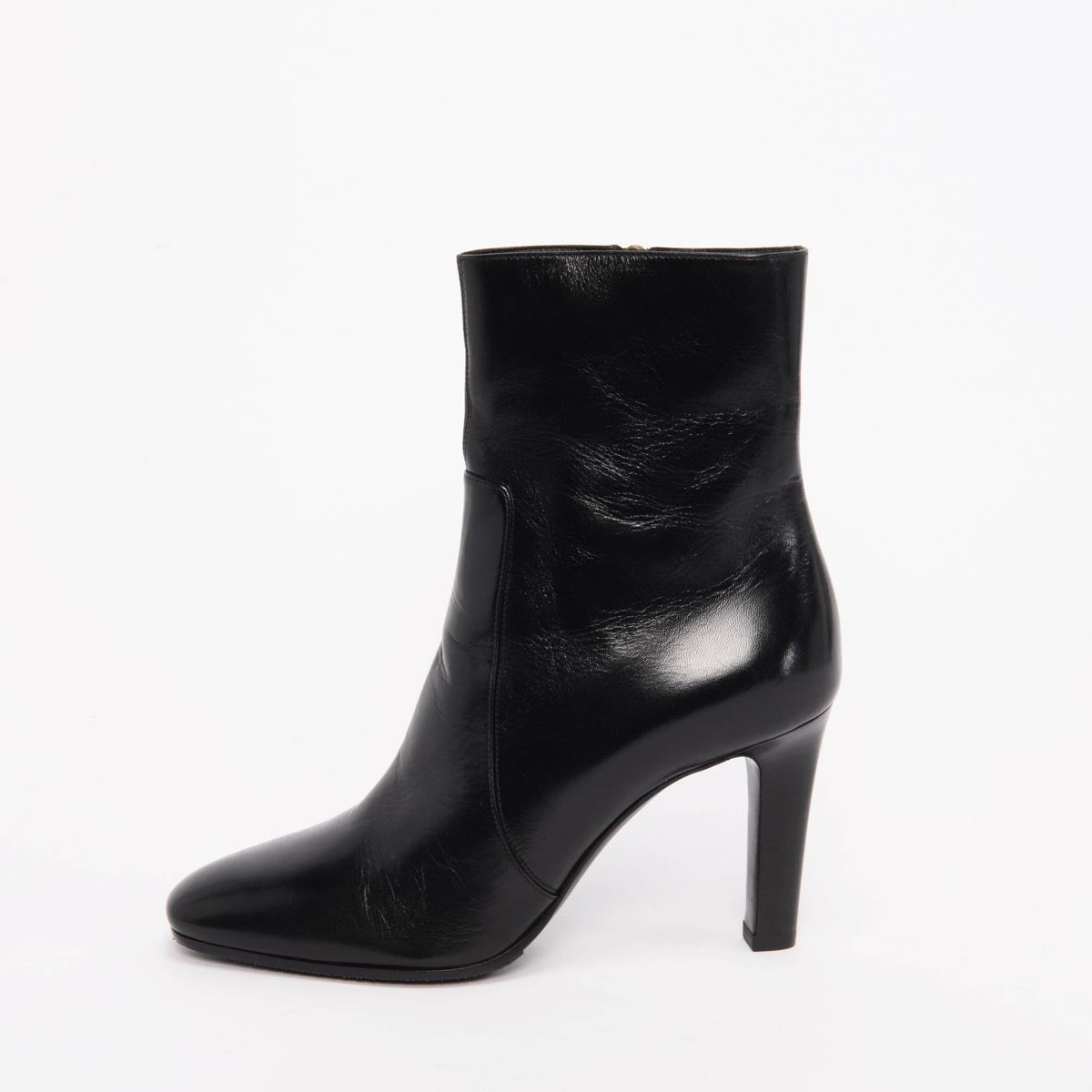 Saint Laurent Black Shiny Calfskin Jane Ankle Boots 39.5