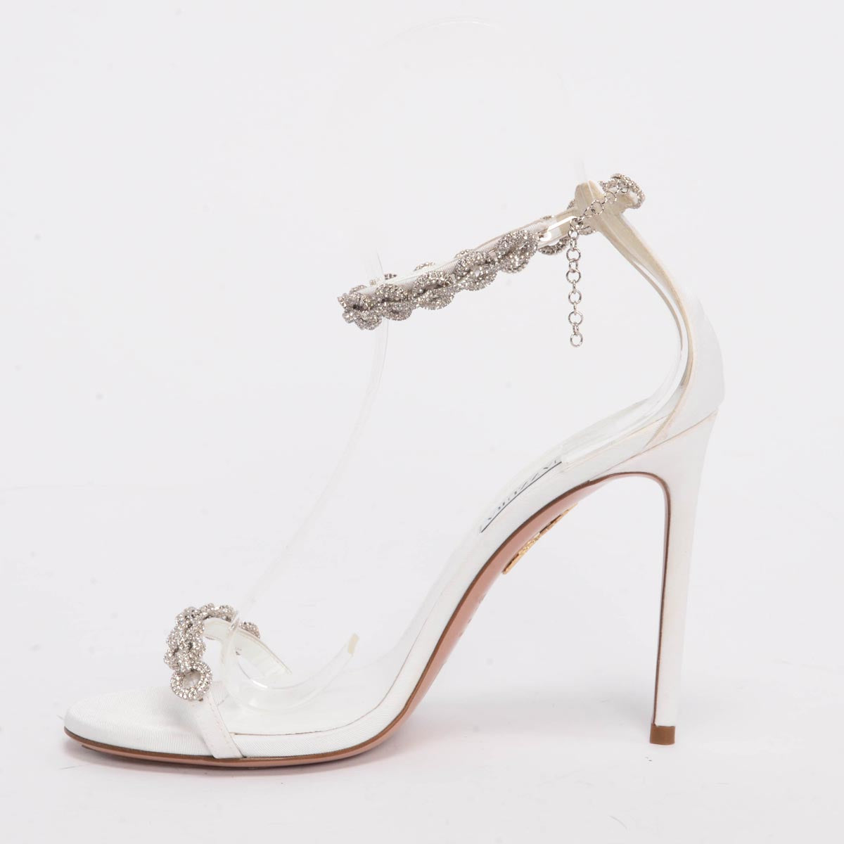 Aquazzura White Grosgrain Love Link Sandals 40