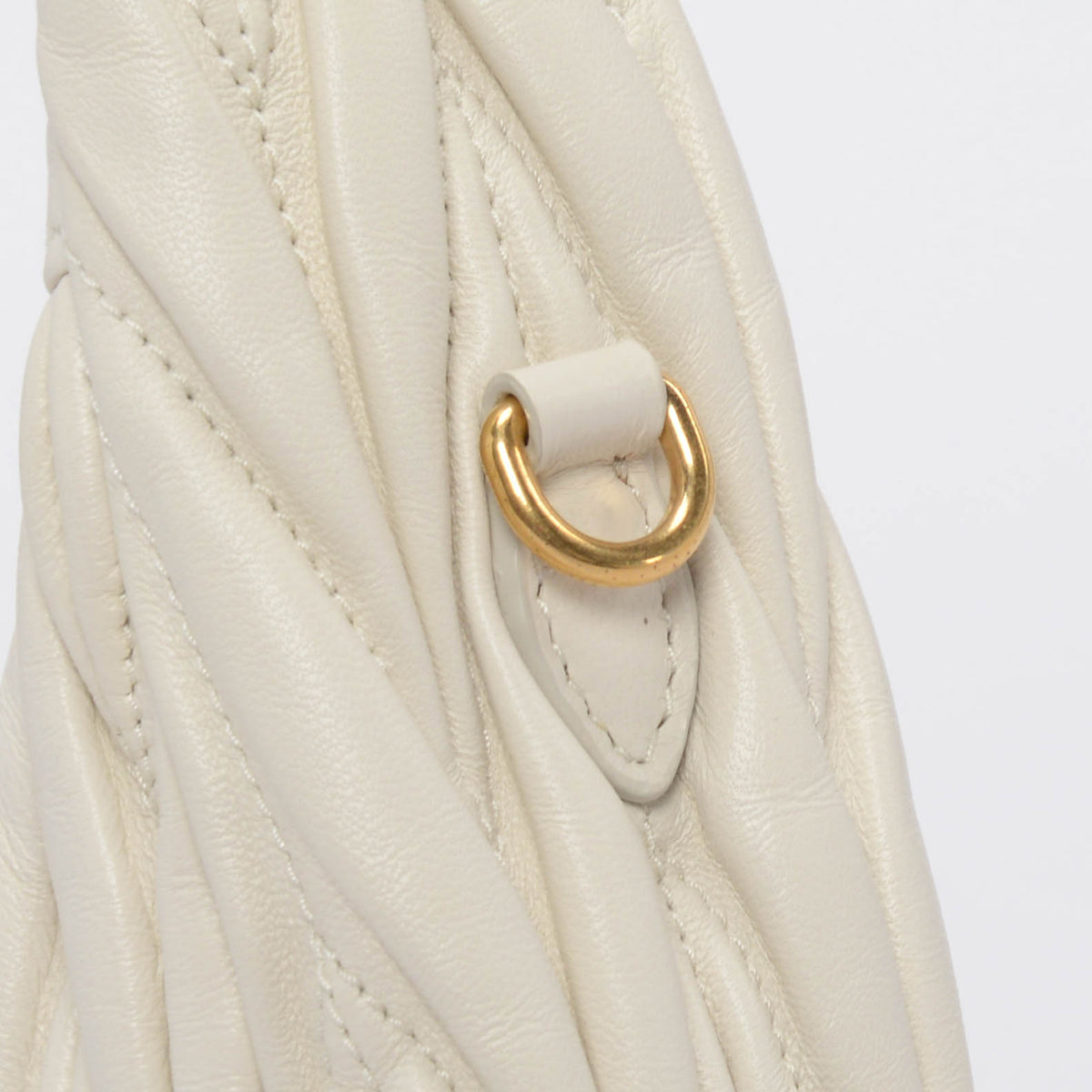 Miu Miu White Nappa Matelasse Medium Wander Bag
