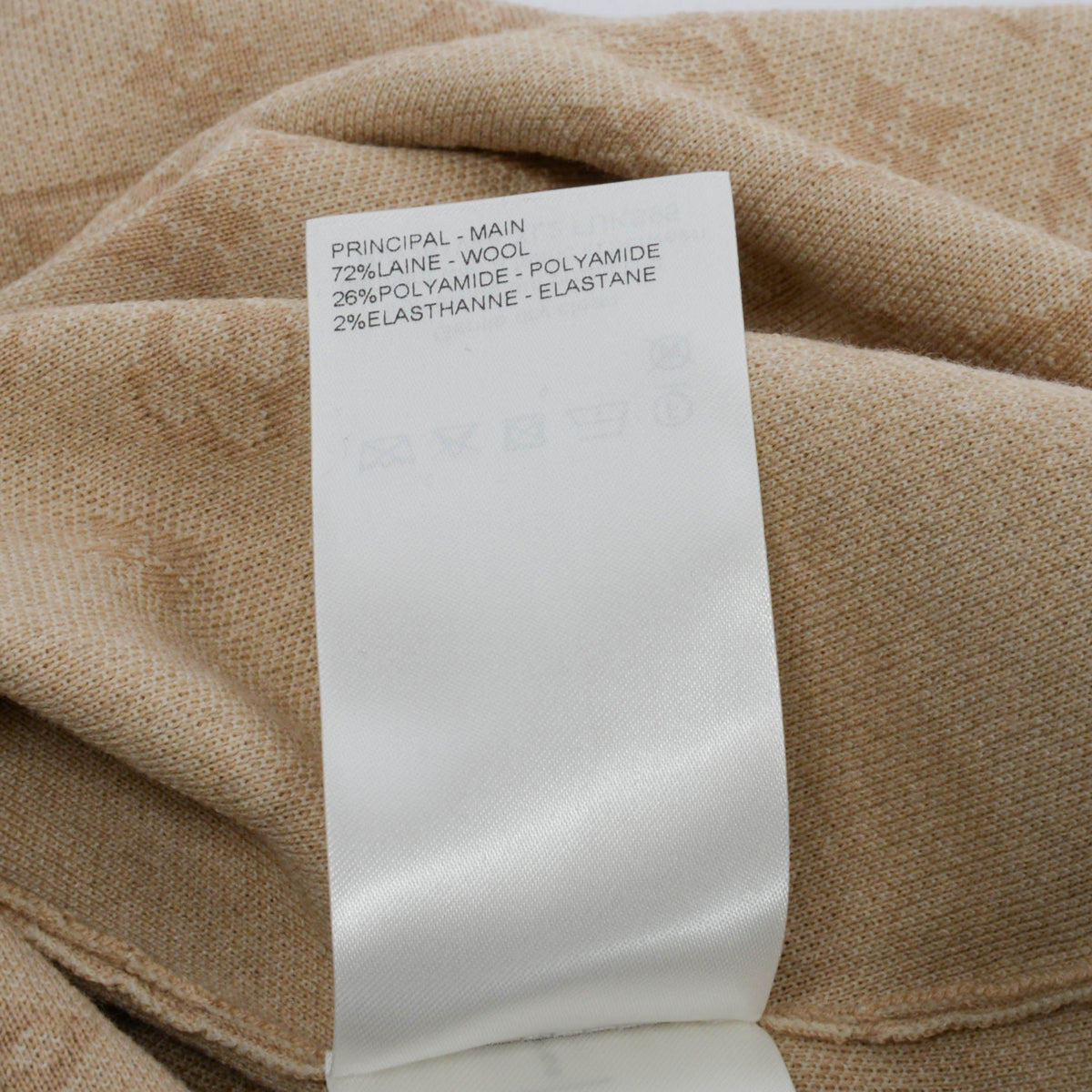 Louis Vuitton Beige Wool Knit Monogram Honeycomb Top S