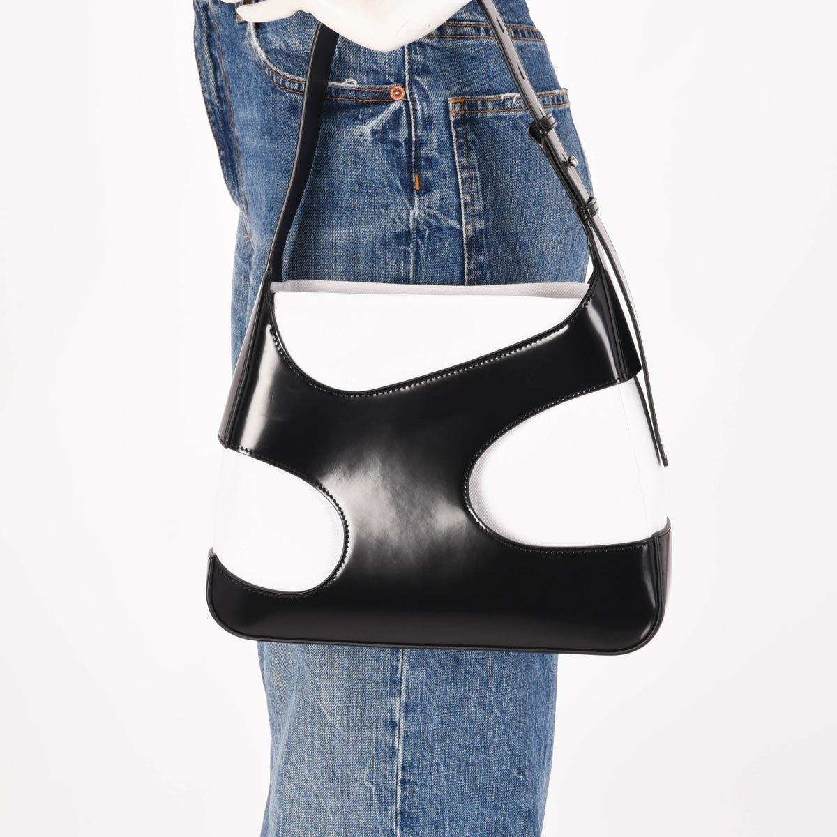 Ferragamo Black & White Cut-Out Detail Bag