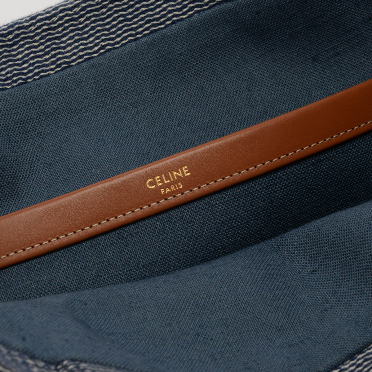 Celine Blue Triomphe Embroidered Canvas Large Cabas Thais