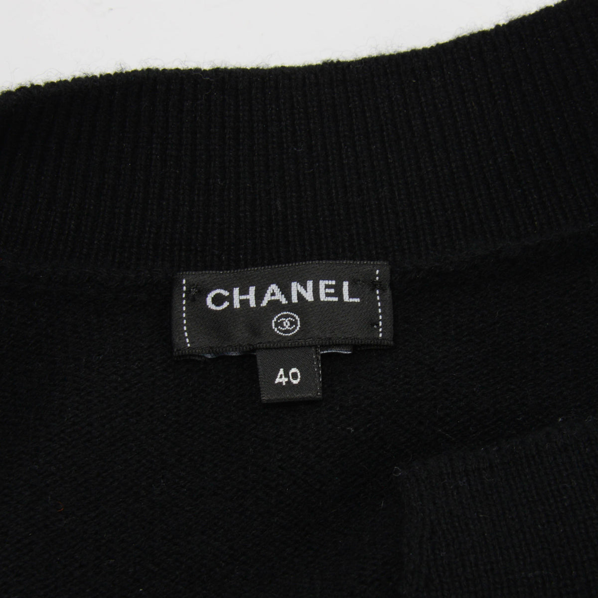 Chanel Black Cashmere Crystal Button Cardigan FR 40