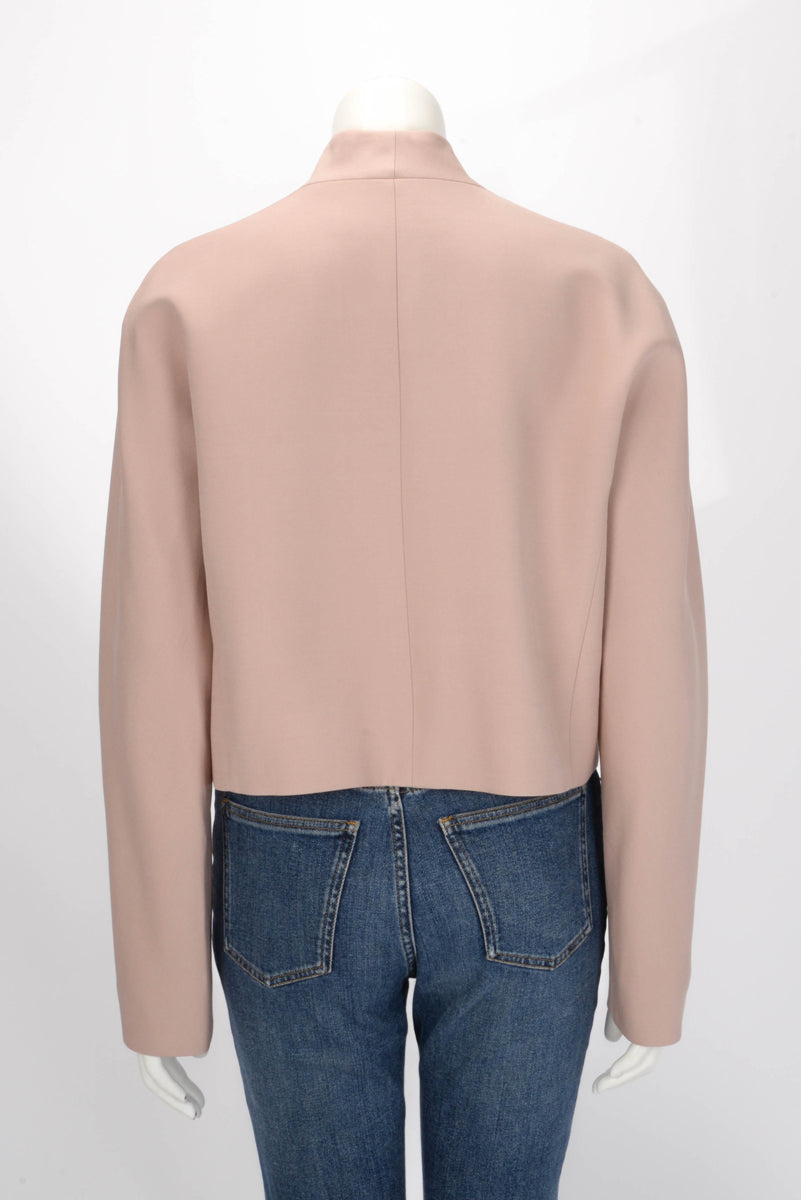 Dior Dusty Pink Wool Cropped Collarless Jacket FR 42
