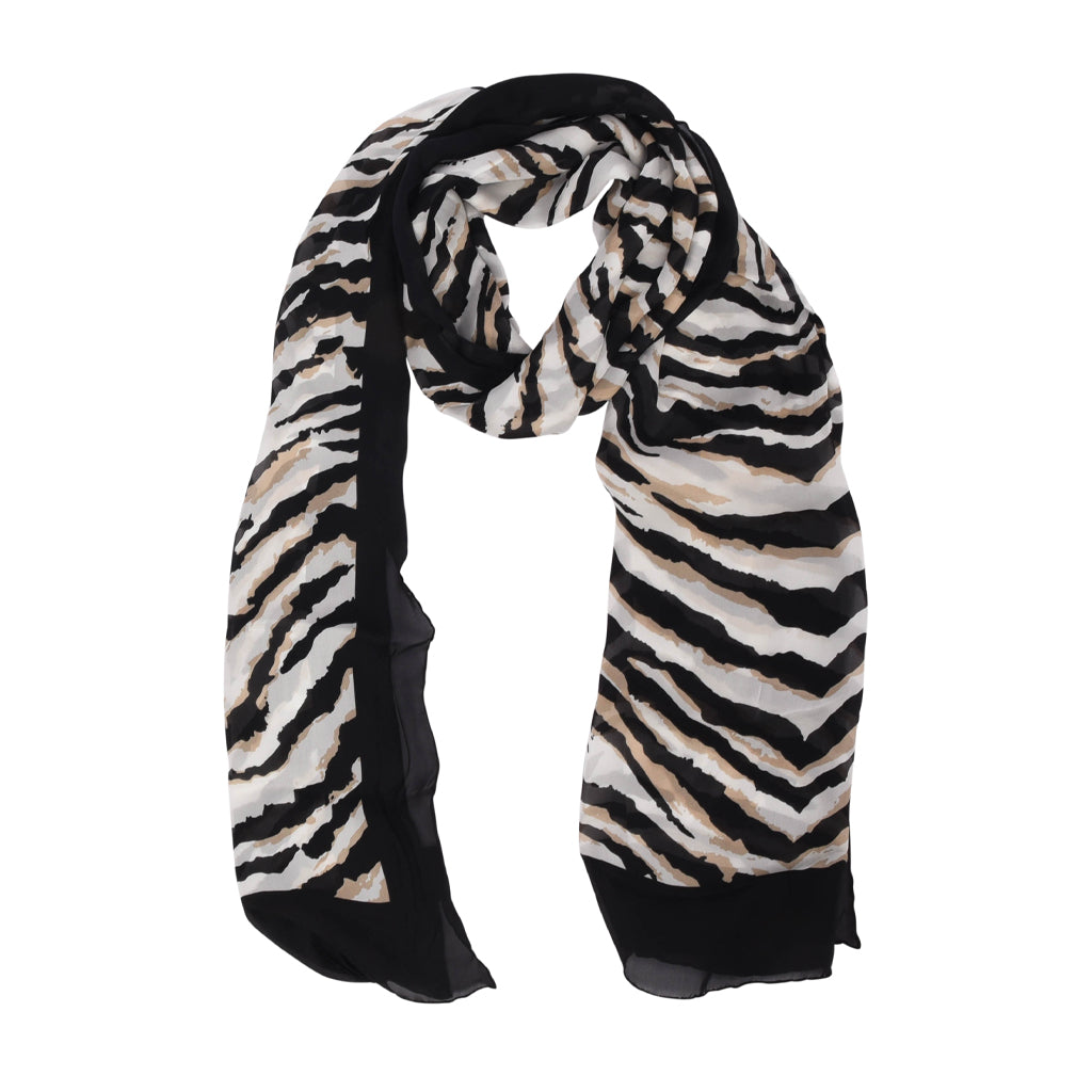 Gucci Black Silk Chiffon Tiger Print Scarf