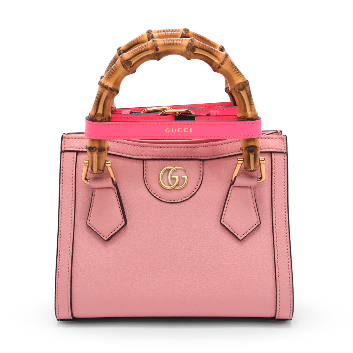 Gucci Pink Grained Leather Mini Diana Tote
