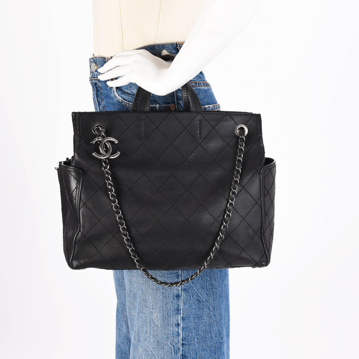 Chanel Black Quilted Calfskin CC Pocket Tote