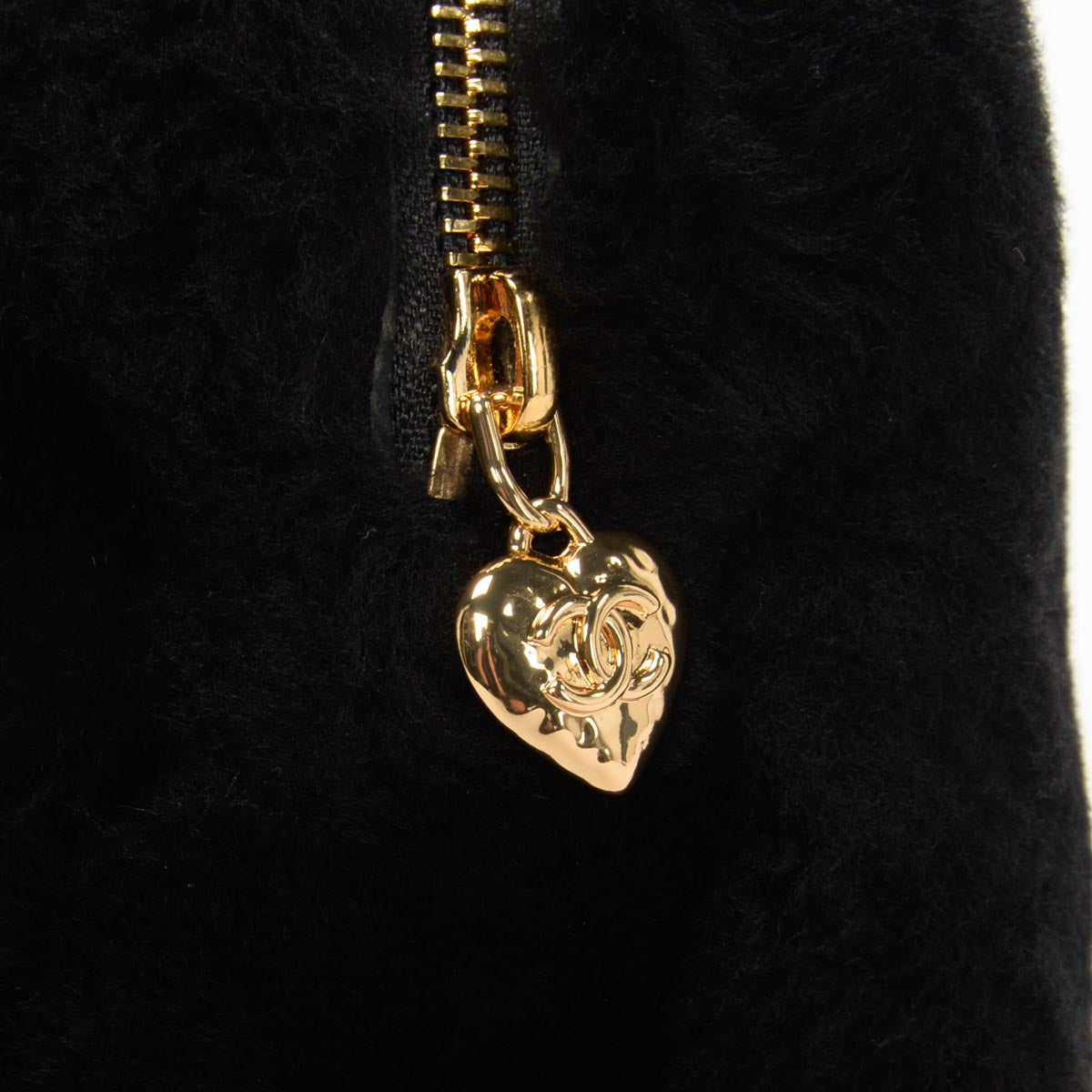 Chanel Black Shearling CC Travel Slippers & Pouch