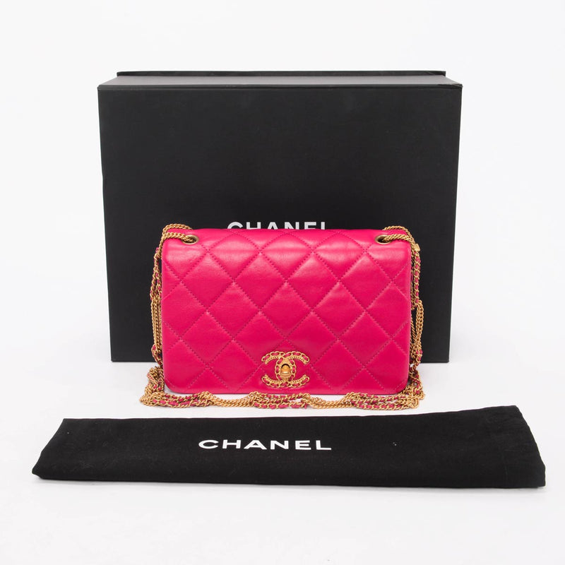 Chanel Fuchsia Quilted Lambskin On And On Chain Bag - Blue Spinach
