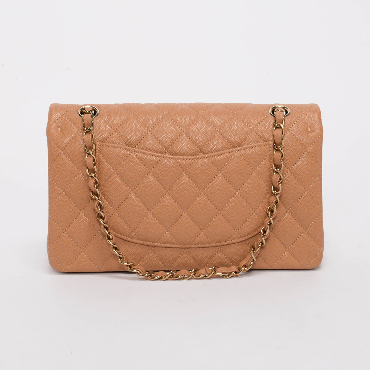 Chanel Dark Beige Caviar Medium Classic Flap Bag LGHW
