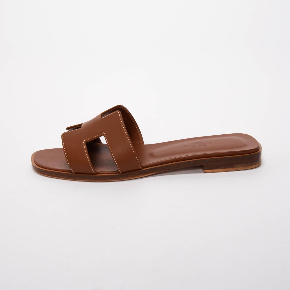 Hermes Gold Box Calf Oran Sandals 36