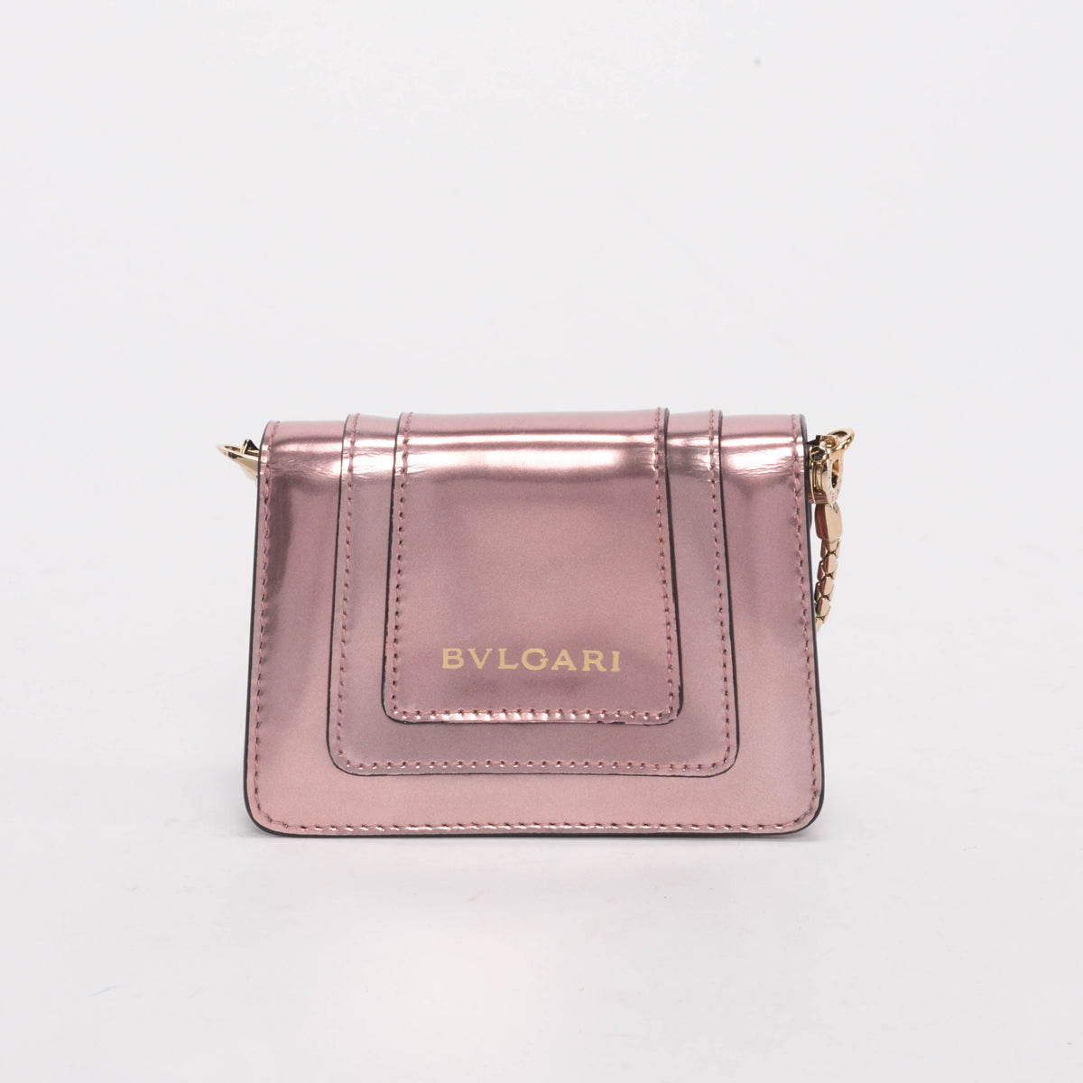 Bulgari Pink Metallic Leather Serpenti Forever Mini Bag Charm