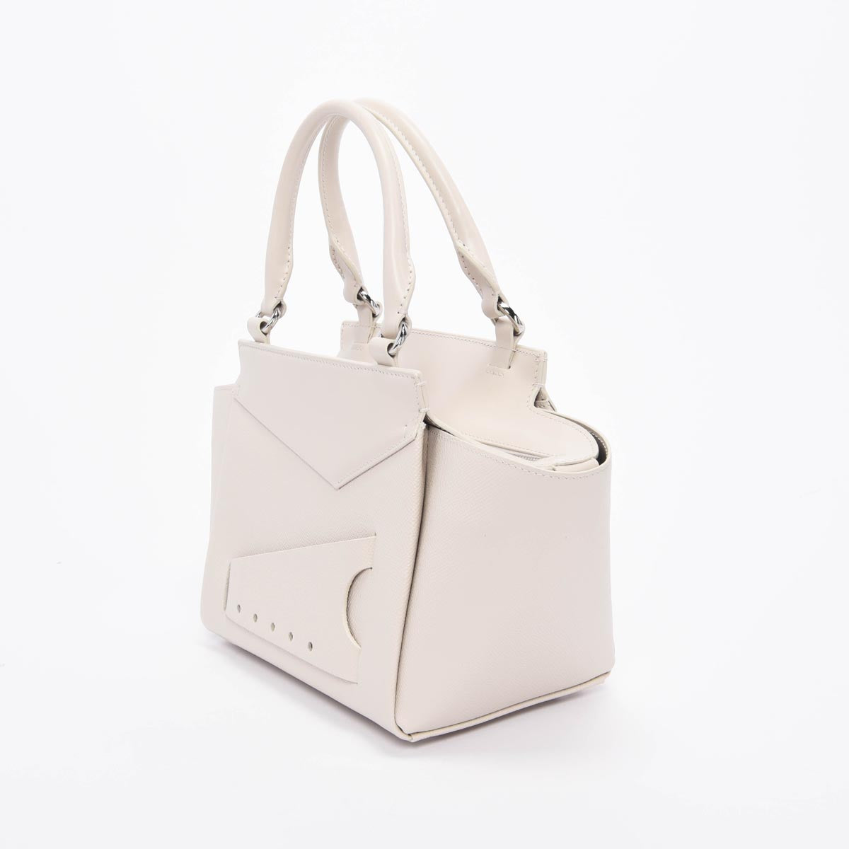 Margiela Greige Grained Calfskin Snatched Tote Bag