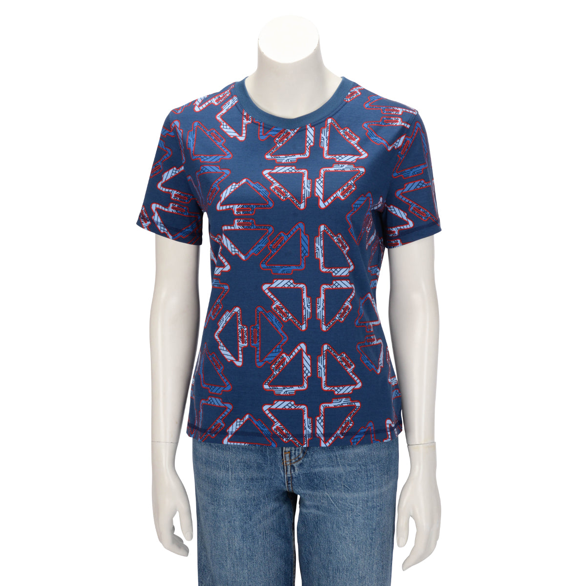 Hermes Navy Cotton Tatersales Micro T-Shirt FR 42